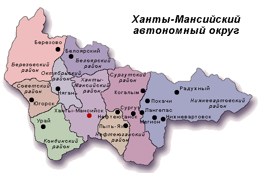 Map of Khanty-Mancy District of Tumen Region
