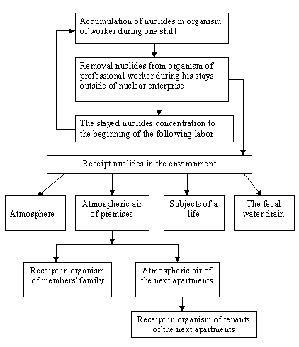 Model of transferring radionuclides into the environment from nuclear hazardous enterprises by personal.